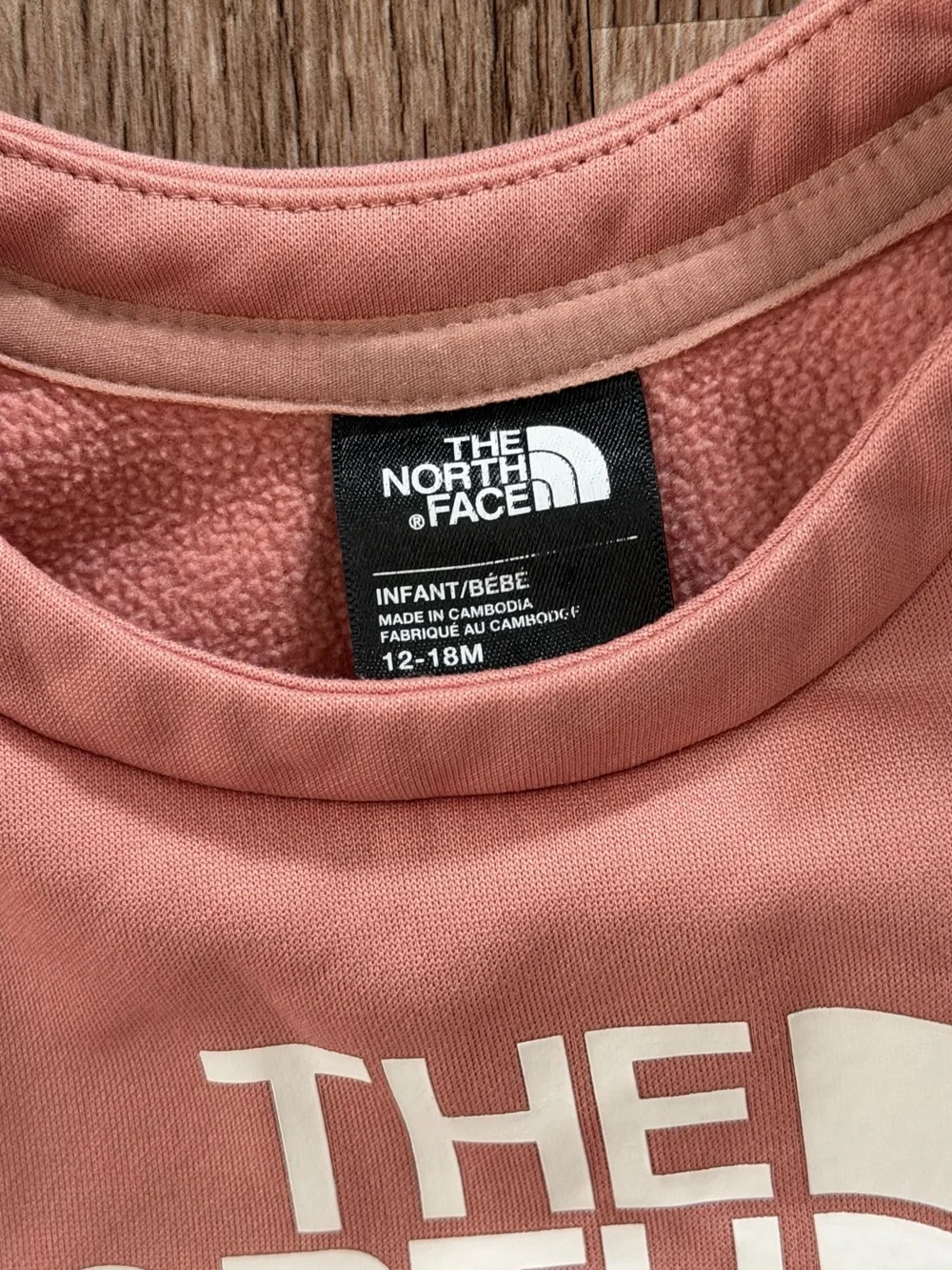 The North Face 12-18months baby toddler fleece lining Pink Crewneck Sweatshirt